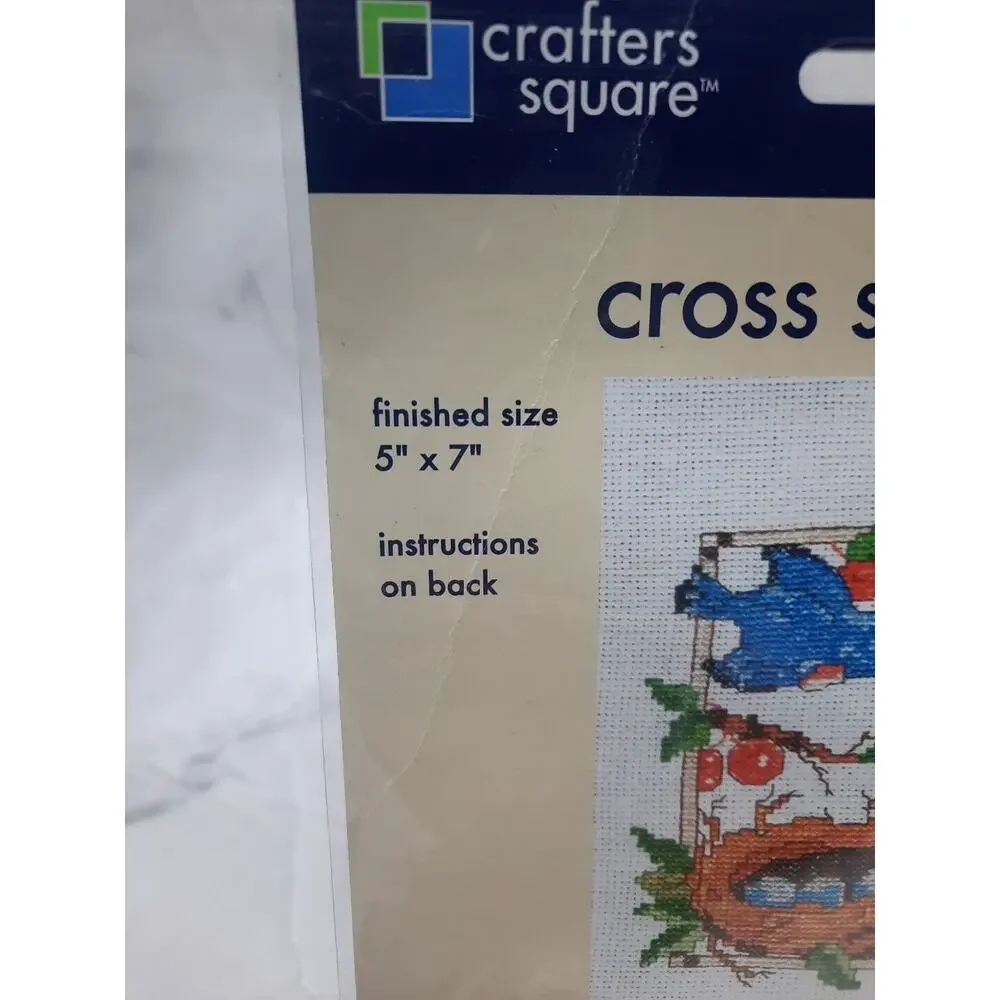 Crafters Square Cross Stitch Kit Bluebirds Nest 5x7